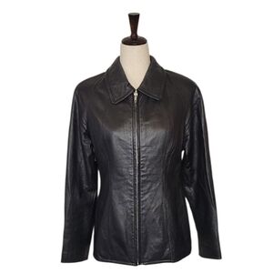 Vintage Wilson Black Leather Lined Full-Zip Jacket Size M